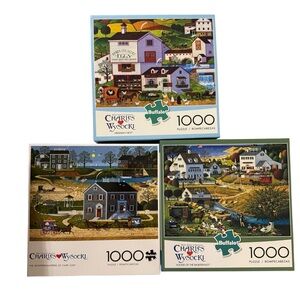 Charles Wysocki 1000 Piece Jigsaw Puzzles bundle of 3 Like New